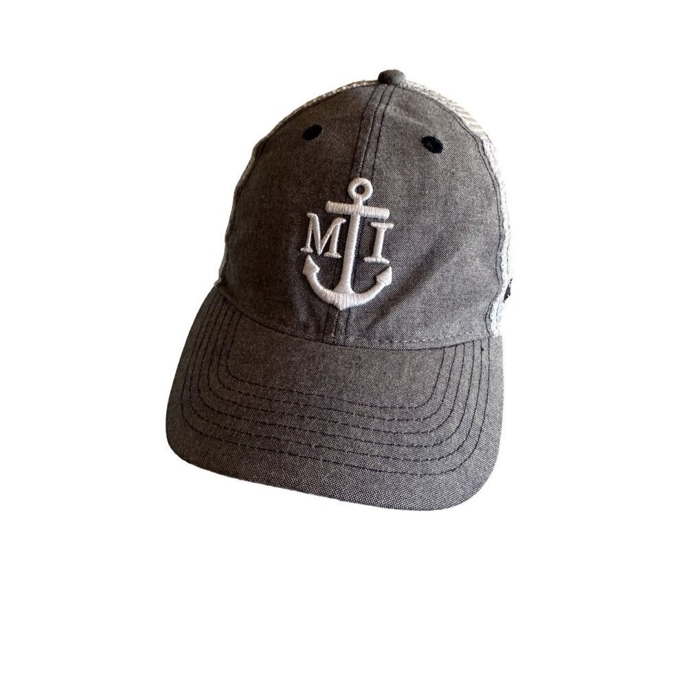 Legacy Marco Island Anchor Baseball Cap Adjustable Fit Grey & White Mesh Back